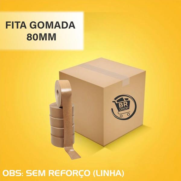 Imagem de Kit 2 Fita Gomada S/ Reforço Embalagem Inviolável 8cm 1,5Kg