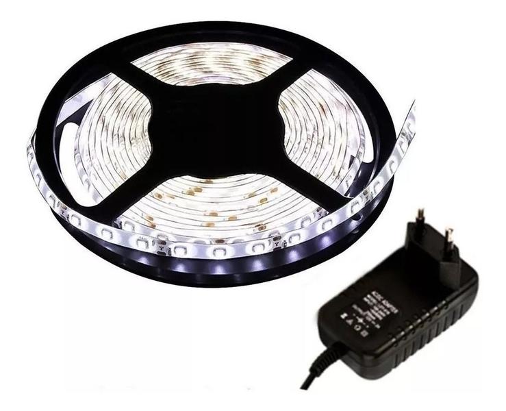 Imagem de Kit 2 Fita Led 5050 Branco Frio 300 Leds 5m + Fonte Grátis