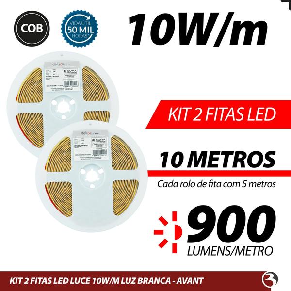 Imagem de KIT 2 Fita Led Rolo 10 Metros 320 Por Metro 24v 10w Luz Branco Frio/Neutro 900 Lumens - Luce Avant