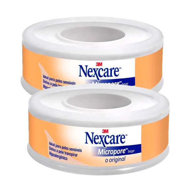 Imagem de Kit 2 Fita Micropore Nexcare Bege 12mm x 4,5m 1 Unidade