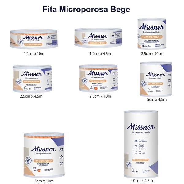 Imagem de Kit 2 Fita Microporosa Bege 1,2cm X 4,5m - Missner