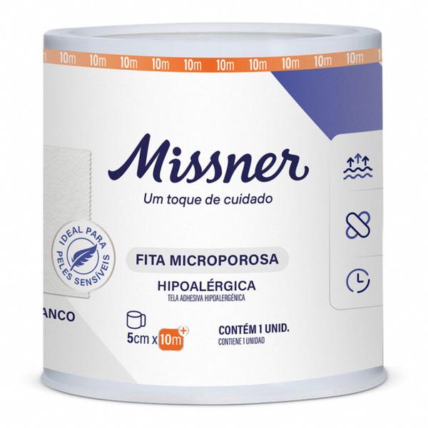 Imagem de Kit 2 Fitas Cirúrgica Microporosa Branca 5cm X 10m - Missner