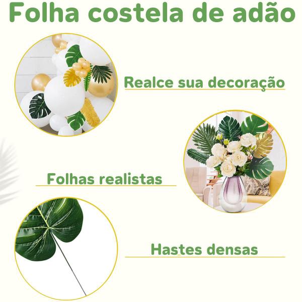 Kit 2 Folha Costela de Adão Verde 29 CM Com Haste - Mercado Flora Imagem de Kit 2 Folha Costela de Adão Verde 29 CM Com Haste