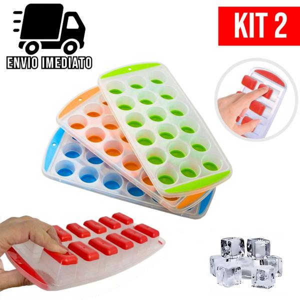 Imagem de Kit 2 Forma de Gelo Retangular e Redonda com Fundo Flexível de Silicone Multiuso Top Utilidades