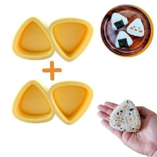 Imagem de Kit 2 Forma Dupla Para Oniguiri Sushi Bolinho de Arroz Triangular Amarela