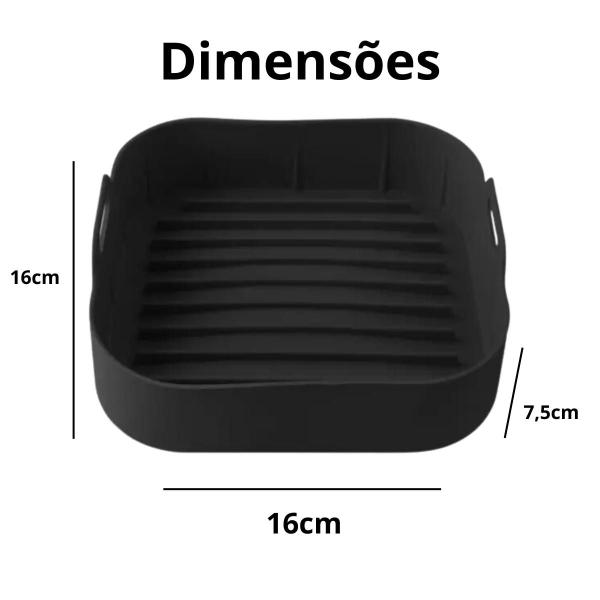 Imagem de Kit 2 Formas Air Fryer Reutilizável Silicone Antiaderente Quadrada