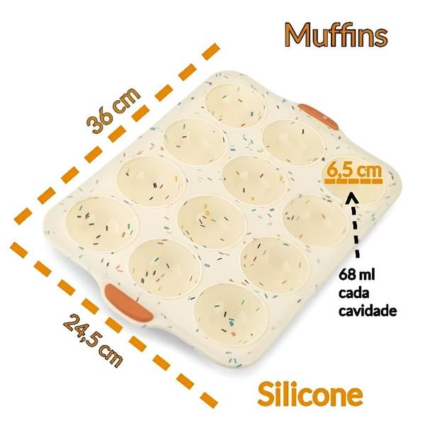 Imagem de Kit 2 Formas Assadeira Redonda E Muffins Cabo Silicone Amarela - Hercules