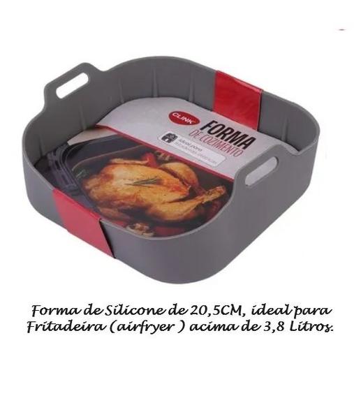 Imagem de Kit 2 formas cozimento quadrada fritadeira eletrica air fryer silicone 20,5cm  3,8l+