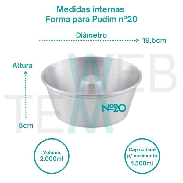 Imagem de Kit 2 Formas de Pudim 8x20cm Alumínio Sustentável para Bolo com Furo Cuscuz Sobremesa Cozimento Uniforme Fácil Limpeza para Uso Caseiro e Profissional