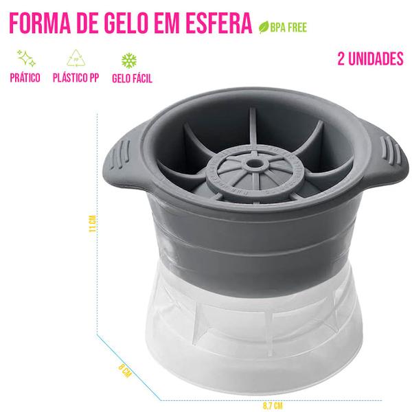 Imagem de Kit 2 Formas Gelo Esférico Silicone Grande Whisky P/ Drinks