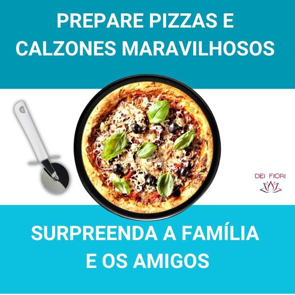 Imagem de Kit 2 Formas Pizza Assadeira Antiaderente + Cortador Inox