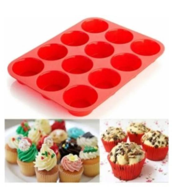 Imagem de Kit 2 Formas Silicone 12 Cavidades Para Empadas E Cupcakes