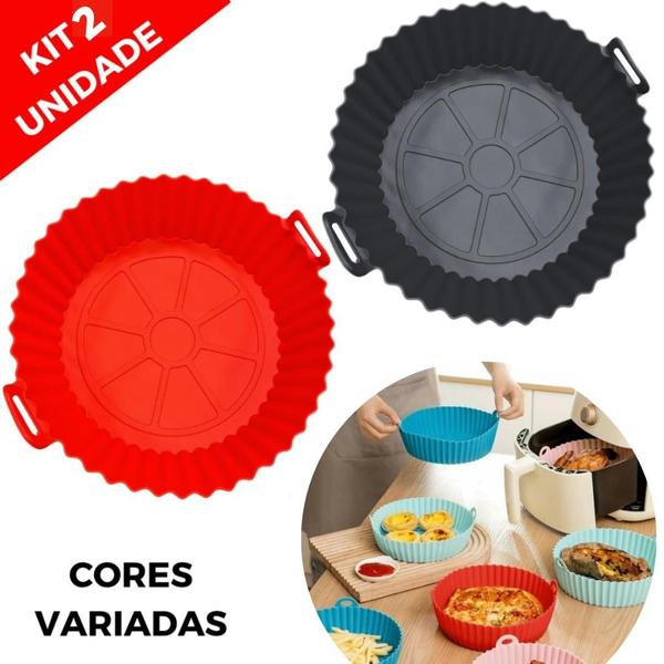 Imagem de Kit 2 Formas Silicone Panela Assadeira Reutilizável Air Fryer Fritadeira Microondas Antiaderente