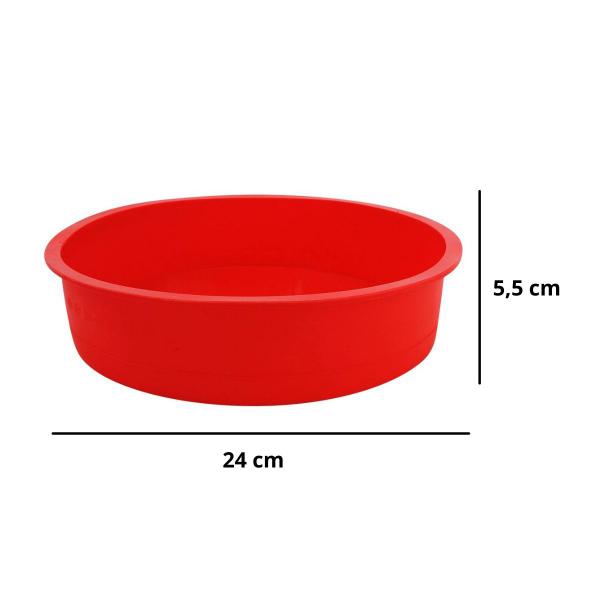 Imagem de Kit 2 Formas Silicone Vermelha Redonda E Vazada Bolo Pudim