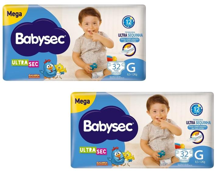 Imagem de Kit 2 Fralda Baby Sec Mega Tam G 32Un - Softys