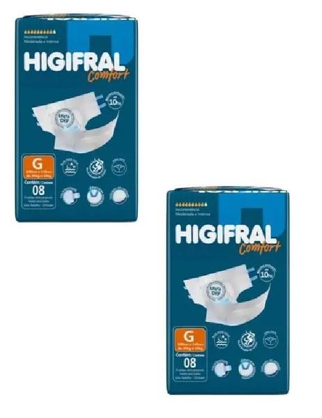 Imagem de Kit 2 Fralda Geriátrica Higifral Confort Tam G 8Un -Higifral