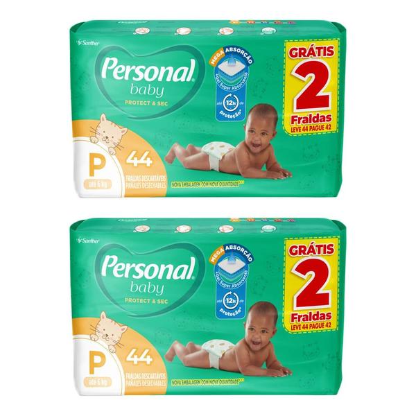 Imagem de Kit 2 Fralda Personal Baby Protect & Sec P 44 Unidades