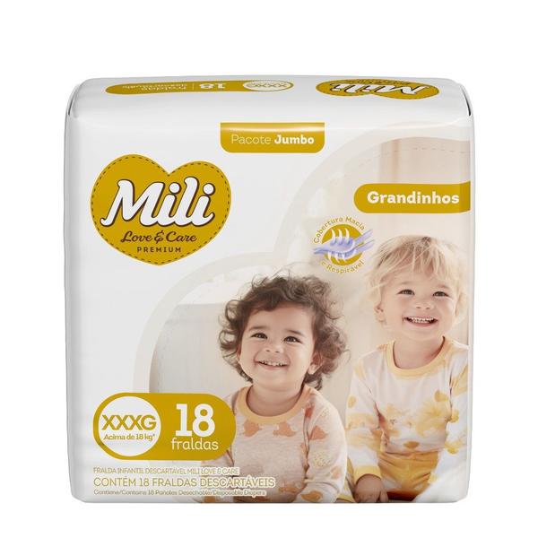 Imagem de Kit 2 Fraldas Mili Love Care Premium Jumbo XXXG 18 un  Mili