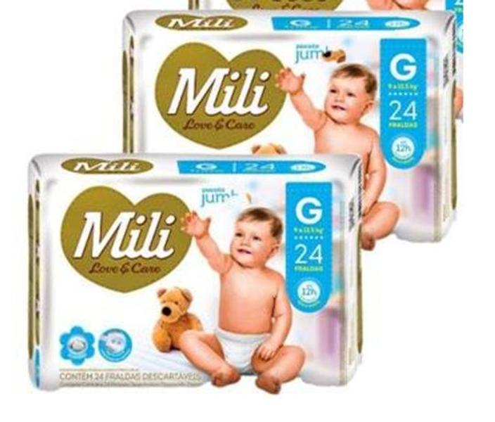 Imagem de Kit 2 Fraldas Mili Love e Care G 24 unidades