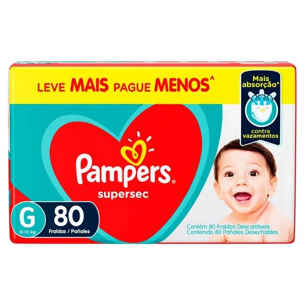 Imagem de Kit 2 Fraldas Pampers Jumbo Supersec Tam G 80 Un  Procter