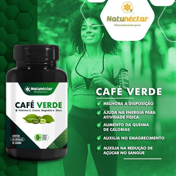 Imagem de Kit 2 Frasco Extrato Café Verde Suplemento Alimentar Natural Coffee Green Natunéctar 120 Cápsulas Natural 100% Puro Original