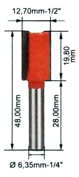 Imagem de Kit 2 Fresa Reta 1/2 Haste 1/4 Corte Duplo Metal Duro Tupia