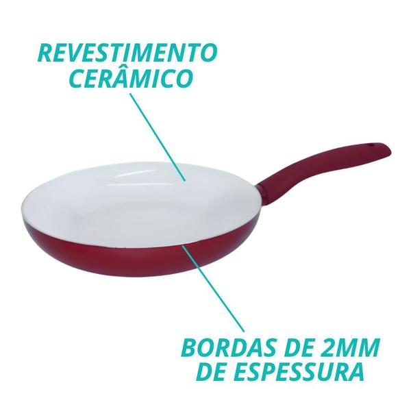 Imagem de Kit 2 Frigideira 24cm Indução Antiaderente Revestimento Cerâmico Fundo Triplo