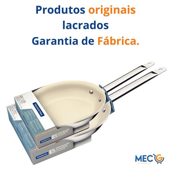 Kit 2 Frigideira Profissional Cerâmica Rasa Bege Tramontina Gourmet Chef Restaurante Cozinha Indução - TRAMONTINA FARROUPILHA S/A IND. MET. Imagem de Kit 2 Frigideira Profissional Cerâmica Rasa Bege Tramontina Gourmet Chef Restaurante Cozinha Indução
