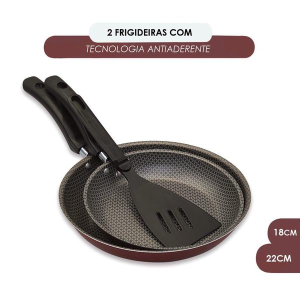 Imagem de Kit 2 FrigideiraS Enjoy Francesa 18/22cm Com Espatula Vermelho