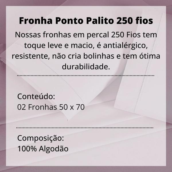 Imagem de Kit 2 Fronhas Avulsas 50cm x 70cm Percal 250 Fios Algodão Ponto Palito