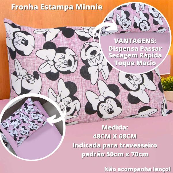 Imagem de Kit 2 Fronhas Mickey E Minnie Infantil Meninas e Meninos 48cm x 68cm Portallar