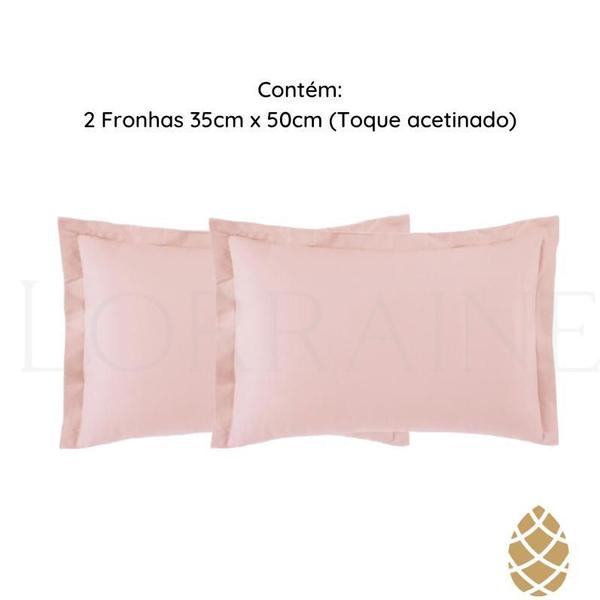 Imagem de Kit 2 Fronhas Toque Acetinado 35X50 Altenburg Rosa Lunar