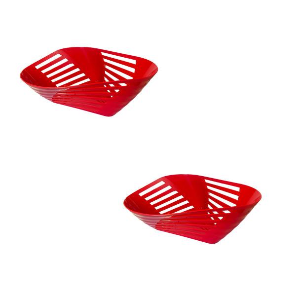 Kit 2 Fruteira de Mesa Slim Vermelho 34x13Cm Plástico - Uzutil Imagem de Kit 2 Fruteira de Mesa Slim Vermelho 34x13Cm Plástico