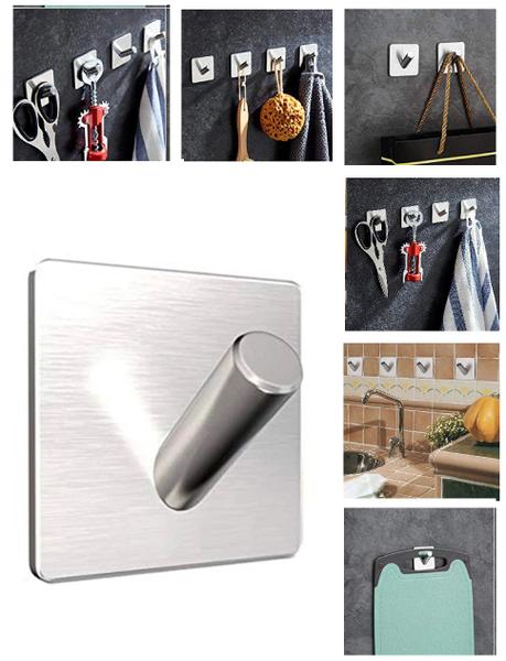 Imagem de Kit 2 Gancho De Parede Inox Linha Luxo Para Cozinha Banheiro