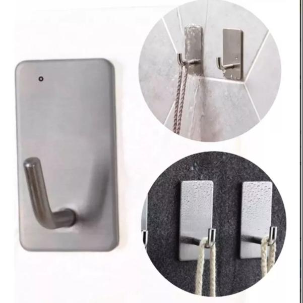 Kit 2 Ganchos Cabide Aço Inox Resistente Casa, Cozinha, Banheiro - RGM Imagem de Kit 2 Ganchos Cabide Aço Inox Resistente Casa, Cozinha, Banheiro