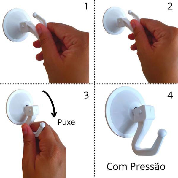 Imagem de Kit 2 Ganchos Com Ventosa Transparente Para Cozinha Branco