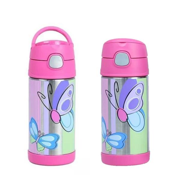 Imagem de Kit 2 Garrafa Térmica Infantil Thermos Canudo Com Alça