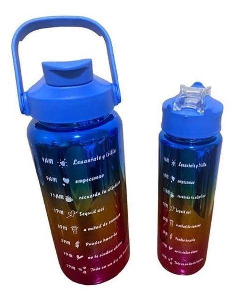 Imagem de Kit 2 Garrafas Colorida 2L E 900Ml Botão Smart Drink Rainbow