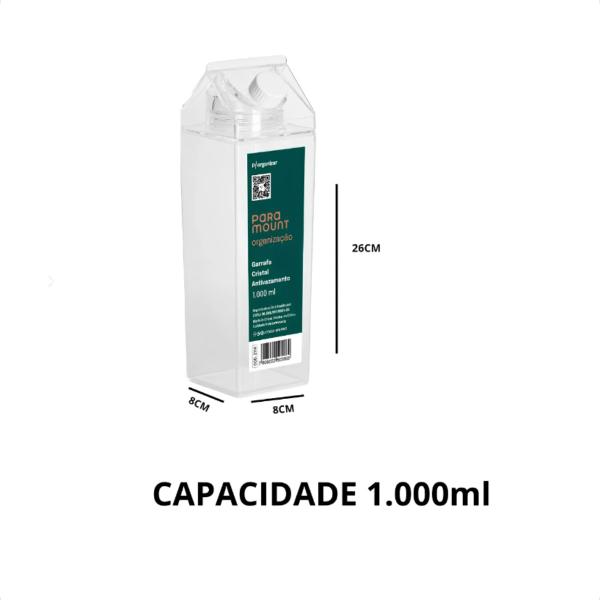 Imagem de Kit 2 Garrafas de Acrílico Antivazamento Leite Suco Resistente Geladeira 1L/500 ml