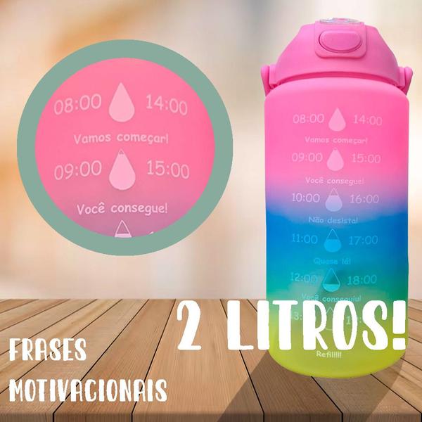 Imagem de Kit 2 Garrafas De Água Tie Dye 2 Litros 750ml Fluxo Direto Canudo Adesivos Motivacional