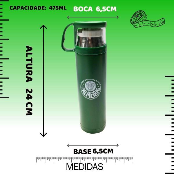 Imagem de Kit 2 Garrafas Térmica Verde Inox 475Ml Café +1 Caneca