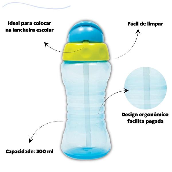 Imagem de Kit 2 garrafinhas fresh buba infantil 300 ml com 2 canudos retrátil silicone extra