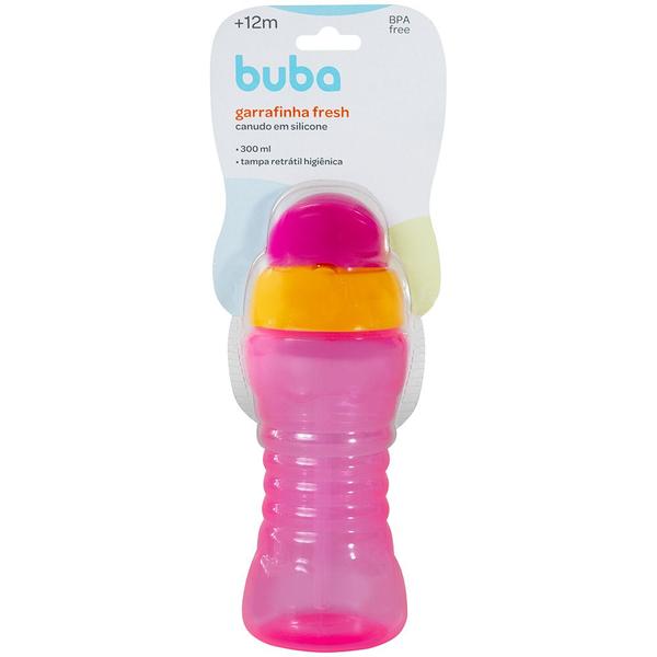 Imagem de Kit 2 garrafinhas fresh buba infantil 300 ml com 2 canudos retrátil silicone extra