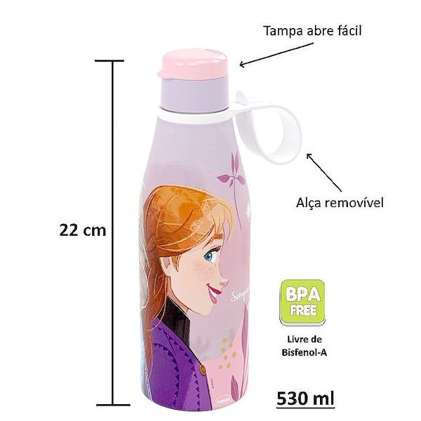 Imagem de Kit 2 Garrafinhas Hidratação Anna e Elsa Frozen 530ml Tampa Abre Fácil Original