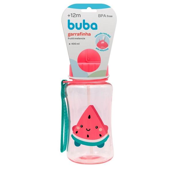 Imagem de Kit 2 garrafinhas infantil 400 ml buba com 2 canudos extra reposição retrátil silicone