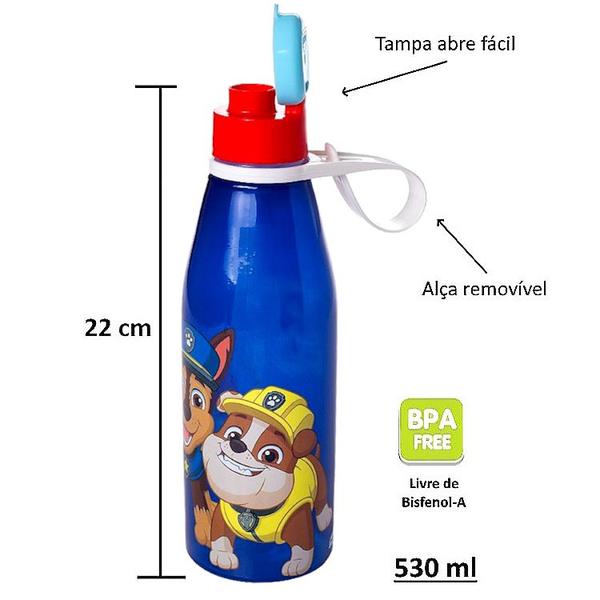 Kit 2 Garrafinhas Patrulha Canina Abra Fácil 530ml Original - Plasútil Imagem de Kit 2 Garrafinhas Patrulha Canina Abra Fácil 530ml Original