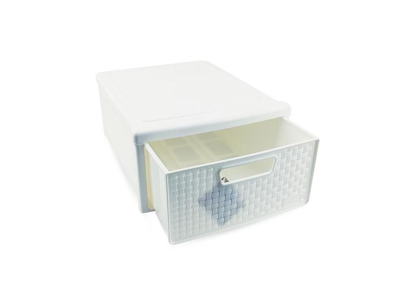 Imagem de Kit 2 Gaveteiro Modular Empalhável Organizador Multiuso Rattan Plástico Resistente 1 Unidade