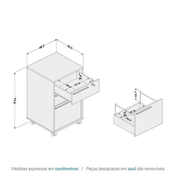 Imagem de Kit 2 Gaveteiros 3 Gavetas com Chave Maia
