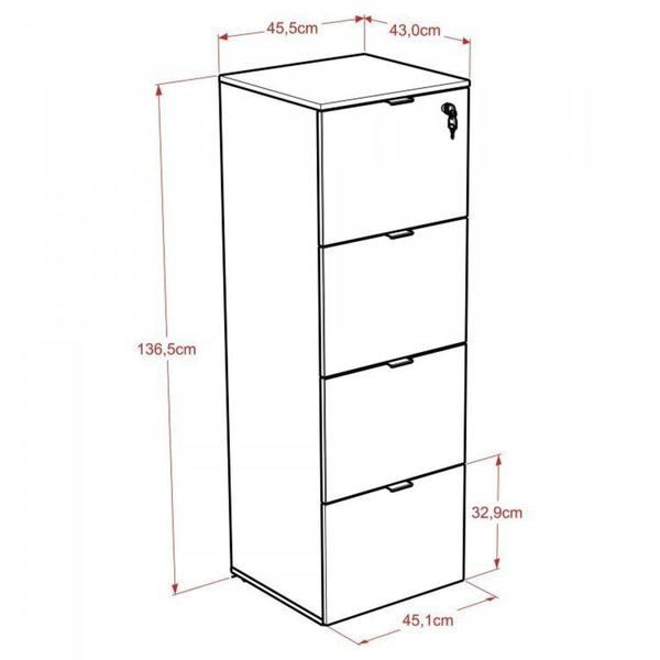 Imagem de Kit 2 Gaveteiros Arquivo 4 Gavetas para Pastas Suspensas Kuaq40 Kuadra Espresso Móveis Preto