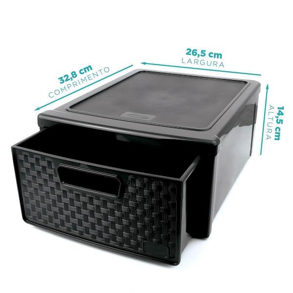 Imagem de Kit 2 Gaveteiros Organizadores Modular Rattan 7,9 L Preto